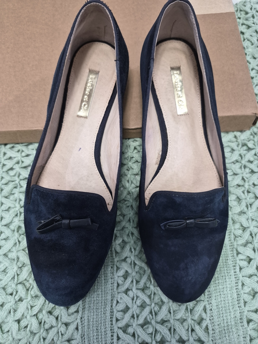 Louise et Cie Navy Suede Bow Loafers - Women's